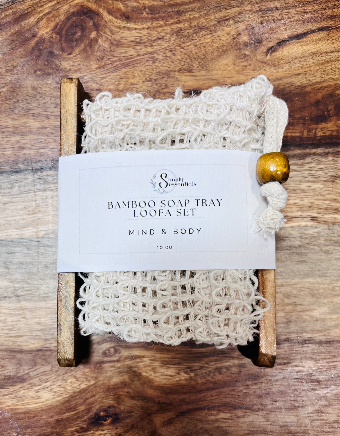 Bamboo Soap Tray & Loofa Set